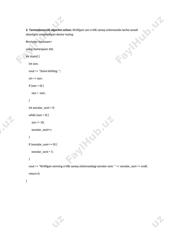 dasturlash 2 fanidan oraliq nazorat ishi - Page 2