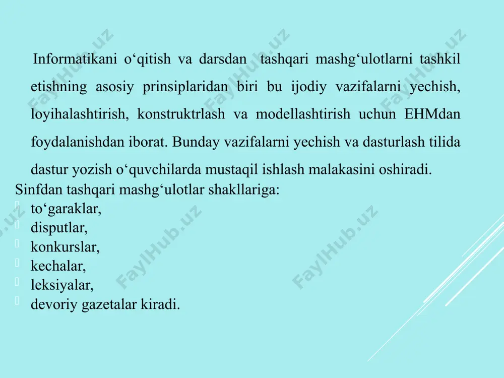 informatikadan sinfdan tashqari ishlar ni tashkil qilish metodikasi - Page 5