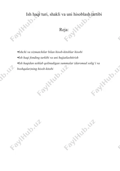 ish haqi turi, shakli va uni hisoblash tartibi — DOCX