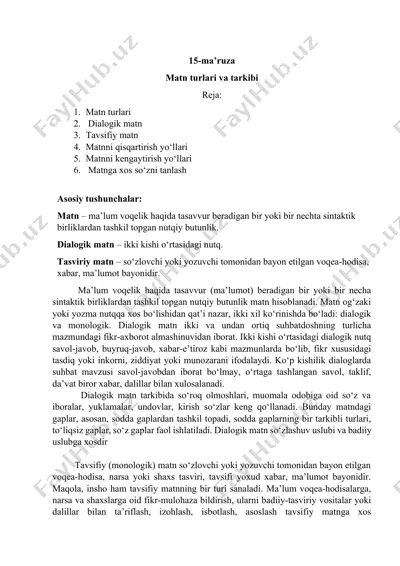 matn turlari va tarkibi — DOCX