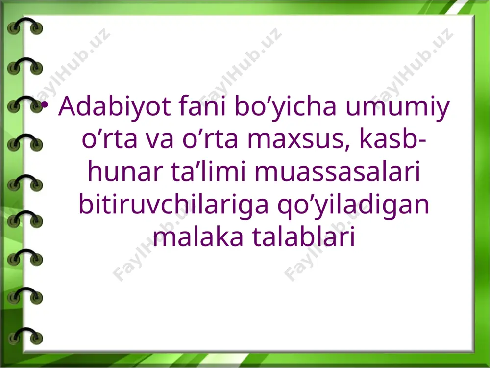 i yoza oladi; shaxsiy ma’lumotlar (ismi va otasining ismi, yashash manzili va hokazo) bilan sodda so’rovnomani to’ldira oladi; she’r va hikoyalar, qo’shiqlarni, tanish matndagi autentik nutqni tushuna oladi. a1+ xalq og’zaki ijodi (topishmoq, maqol, tez aytish, ertak) va bolalar adabiyoti namunalaridan olingan hikoya, she’rlarni va ulardan berilgan parchalarni o’qib tushunadi va mazmunini so’zlab bera oladi. 2. lingvistik kompetentsiya a1 rus tilining barcha tovushlarini aniq talaffuz qila oladi; muloqot vaziyatlarida mantiqiy urg’u, intonatsiya modellarini farqlaydi, oddiy grammatik shakllar va sintaktik tuzilmalardan to’g’ri foydalana oladi; voqea va hodisalarni tasvirlashda, hikoyalarni bayon qilishda gaplarni to’g’ri ketma-ketlikda bog’lay oladi; kommunikativ vaziyatlarda lug’atlardan o’z o’rnida to’g’ri foydalana oladi; baynalmilal so’zlar va boshqa tildan olingan o’zlashtirma so’zlarni tushuna oladi va o’z o’rnida ishlata oladi. a1q kommunikativ vaziyatlarda oddiy grammatik shakllar va sintaktik tuzilmalardan foydalana oladi; fe’l shakllari va o’rganilgan sodda payt ravishlaridan foydalanib, gaplarni to’g’ri bog’lay oladi, hikoyalar hamda voqealarni bayon qila oladi. matematika o’quv fani …