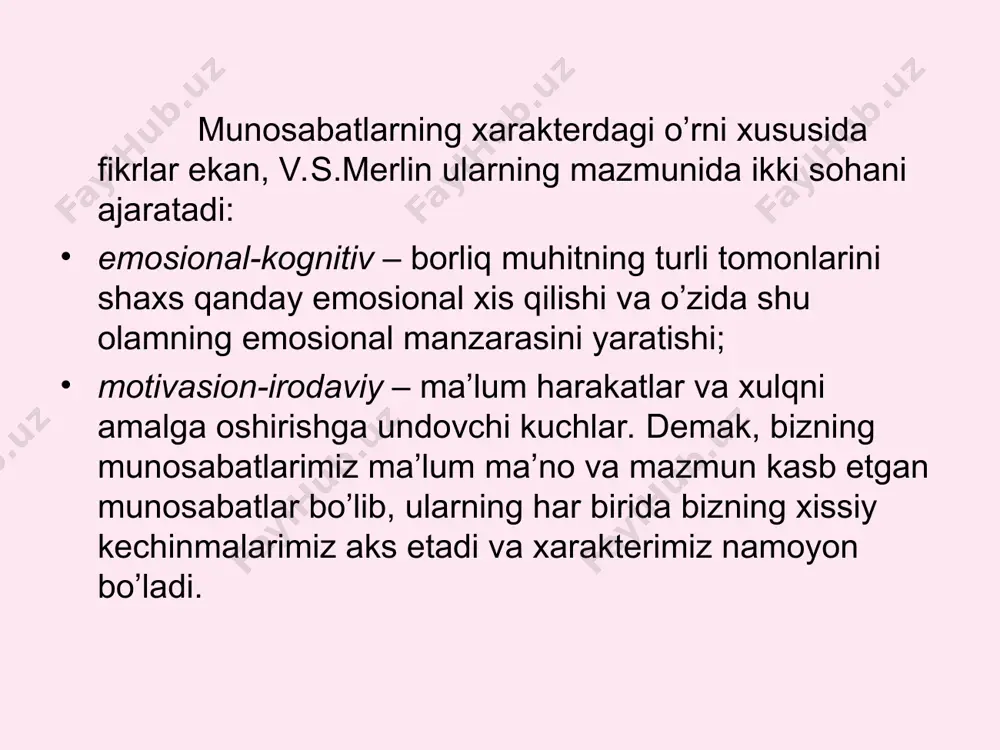 ва атрофдаги бошка якин кишиларига ухшашликка мойил буладилар. улар катталарнинг юриш-туришлари, хулк-атвори, имо-ишоралари, дастурхон устида узларини кандай тутишлари ва кичкина болаларга, кугирчокларга кандай муносабатда булишларига ва уларнинг гап-сузларига, хаттоки уларнинг гап охангларигача,-хамма майда нарсаларигача тахлид килишга уринадилар. шунинг учун хам ижтимоий мухитнинг таъсири остида боладаги айрим характер хислатлари жуда ёшликдан бошлабок гуё уз-узича хосил булган хусусият тарикасида мустахкамлана бошлайди. катталарга таклид килиш хусусияти болаларнинг усиб бориш даврида хам сакланиб колади. шунинг учун хам бола характерининг тараккийтида катталарнинг болага жуда ёшликдан бошлаб ибрат булишлари катта рол уйнайди. бола характерида педагогнинг роли педагог болаларда характер тарбиялаётганида уларда тарбияланадиган темпераментни билиши, хар бир темпераментнинг ижобий ва салбий томонларини билиши зарур. агар темперамент ва унинг тугми хусусиятлари уз холича колаверса, одамда ёмон характер хислатлари таркиб топиши мумкин. масалан, холерик темперамент одамни чурткесар, купол, узини тута олмайдиган килиши мумкин. сангвиник темперамент саботсизликка, диккатни бир жойга куя билмасликка сабабчи булмоги мумкин булмогидек, флегматик темперамент сусткашликка, локайдликка …