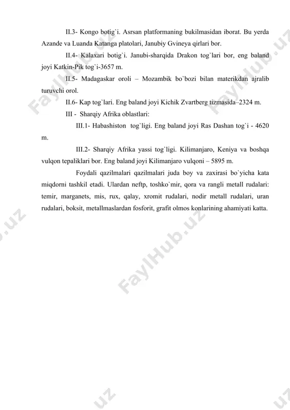 afrika shakllanish tarixi, relyefi va foydali qazilmalari - Page 5