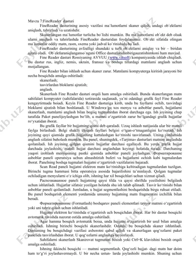 finereader dasturi — DOCX