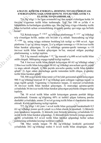 fizika mashg'ulotlar to'plami — DOCX