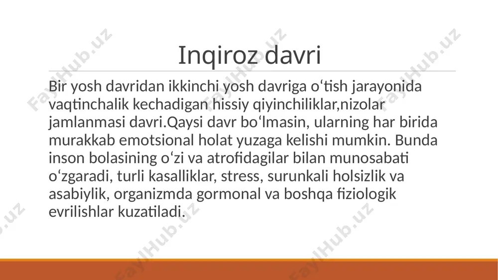 irga keladi. tashqi ko'rinishlar quyidagilardir: kattalar bolaga biror narsani taqiqlasa yoki uni tushunmasa, u tashvishlana boshlaydi, qichqiradi, yig'laydi, mustaqillikni ko'rsatishga harakat qiladi va hatto affektiv holatlar paydo bo'lishi mumkin. inqirozning ichki sabablari quyidagilardan iborat: atrofimizdagi dunyoni bilish ehtiyojlari va bolaning qobiliyatlari o'rtasida qarama-qarshiliklar kuchayib bormoqda.hayotning birinchi yilidagi inqirozning mohiyati shundaki, bola o'zini ko'proq mustaqil his qila boshlaydi. bola va kattalar o'rtasidagi sintezning ijtimoiy holati yo'qoladi va ikki kishi paydo bo'ladi: bola va kattalar. va bu oqlanadi, chunki bola gapirishni, yurishni boshlaydi va ob'ektlar bilan harakatlar rivojlanadi. ammo uning imkoniyatlari hali ham cheklangan, chunki birinchidan, bolaning nutqi tabiatan avtonomdir, ikkinchidan, kattalar unga har qanday harakatni amalga oshirishda yordam beradi. bu bola manipulyatsiya qiladigan ob'ektlarni qurishda aniq ifodalangan. d.b. elkonin ta'kidlaganidek, bola ob'ektlardan foydalanishning ijtimoiy usuliga ta'sir qilishi kerak. buni chaqaloqqa ko'rsatishning iloji yo'q, shuning uchun kattalar ob'ektlarni o'zi qurishi kerak. 3 yosh inqirozi shaxsiy “men”ni anglash bosqichi hisoblangan.3 yoshda ko’pchilik bolalar …