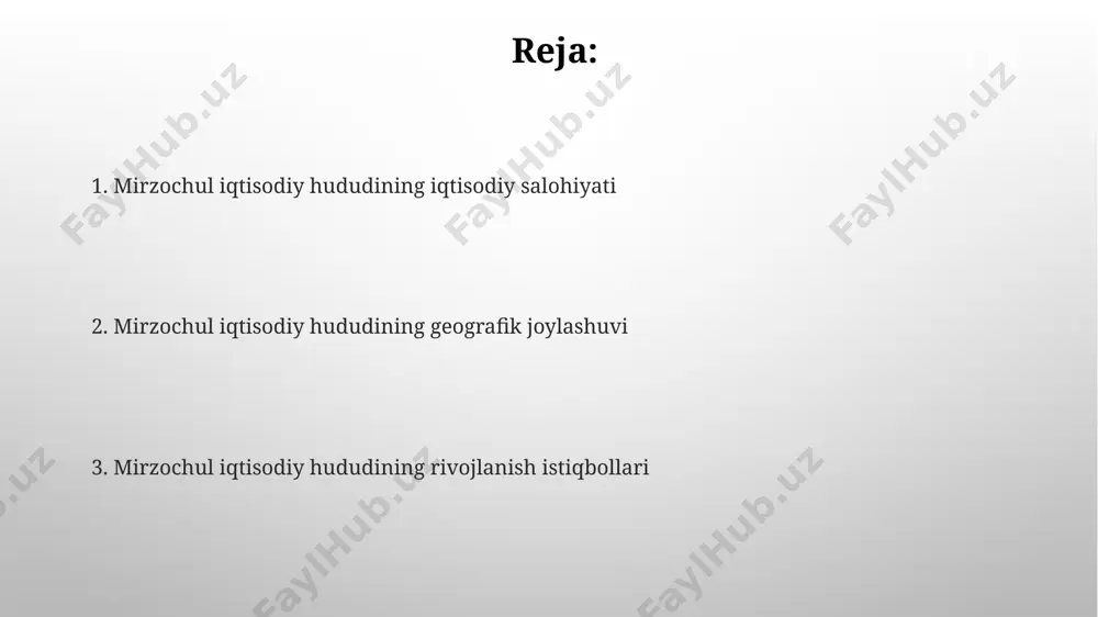 ортиқ янги иш ўринлари яратилди. xulosa va tavsiyalar мирзачўлдаги кичик ва ўрта бизнес субъектлари учун имтиёзли кредитлар ажратиш дастурини 2024 йилгача кенгайтириш, камида 1000 та янги корхонанинг ташкил этилишига ва навоий вилоятидаги ишсизлик даражасининг пасайишига туртки бўлади. пахтачиликдан бошқа соҳаларни ривожлантириш, хусусан, туризм ва қайта ишлаш саноатига 50 млн. ақш доллари миқдорида инвестиция киритиш мирзачўл минтақасининг иқтисодий барқарорлигини оширади. sanoat tarmoqlari va ishlab chiqarish hajmi нукус шаҳри атрофидаги мирзачўл минтақасида жойлашган цемент заводи йилига 1 миллион тонна цемент ишлаб чиқариш қувватига эга бўлиб, маҳсулотининг 40%и қурилиш лойиҳаларига йўналтирилади. қорақалпоғистон республикасининг мирзачўл минтақасидаги кичик ва ўрта корхоналарнинг 2023 йилдаги саноат маҳсулотлари ҳажми 500 млрд сўмдан ошди, бунинг 30%и озиқ-овқат саноатига тўғри келади. qishloq xo'jaligi va qishloq xo'jaligi mahsulotlari qishloq xo'jaligi mahsulotlari eksportining 20% dan ortig'i mirzochul tumanidan chiqariladi, asosan, quritilgan meva va sabzavotlar bo'yicha. mirzochul tumanida 2023 yilda 5000 ga yaqin chorva mollari soni qayd etilgan bo'lib, bu sut va go'sht …