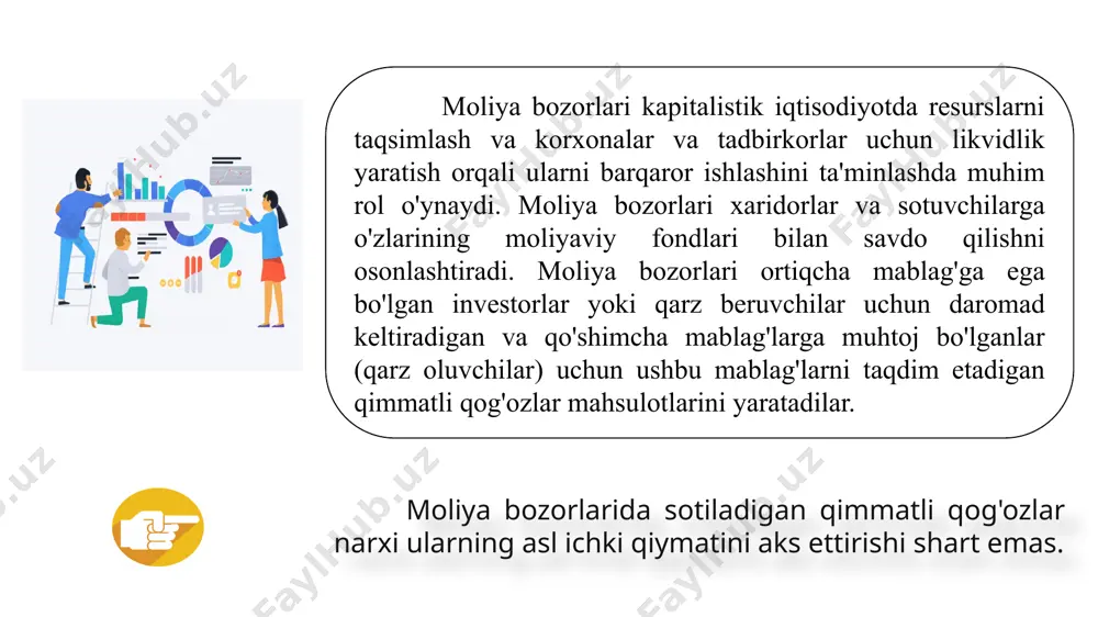 y aktivlarni kelajakda past narxi sotmasligi uchun oldindan yuqori narxni kafolotlab qo’yish forvard shartnoma - bu asosiy aktivni kelajakda kelishilgan ma’lum bir narxiga sotib olishga yoki sotishga rozi bo'lgan ikki tomon o'rtasidagi shartnoma xaridor sotuvchi fyuchers shartnomasi - bu ikki tomon o'rtasida tuzilgan shartnoma bo'lib, unda har ikki tomon ma'lum miqdordagi ma'lum bir aktivni va oldindan belgilangan narxda, kelajakdagi belgilangan aniq sanada oldi-sotdi qilish bitimi. futures shartnomasi seller opsion shartnomalar opsion shartnomalar ikki tomon o’rtasidagi sharnoma bo’lib, u uning egasiga qimmatli qog’ozlarni yoki tovarlarni bitimda qayt etilgan narxda belgilangan muddatda sotish yoki sotib olish huquqini beruvchi xujjat. put opsion call option swop shartnomalar - bu shunday moliyaviy shartnoma bo’lib, u bir tomonga tegishli bo’lgan kelgusidagi to’lovlarni ikkinchi tomonning kelgusidagi to’lovlariga almashish majburiyatini yuklovchi shartnoma. swoplarni futures shartnomalardan farqi: birjadan tashqari bozorda amalga oshiriladi. shartlar kontragentlar tomonidan amalga oshiriladi. yirik kompaniyalar va banklar bilan tuziladi. xedjerlash. kelgusi davrda tovarlar yetkazib berish …