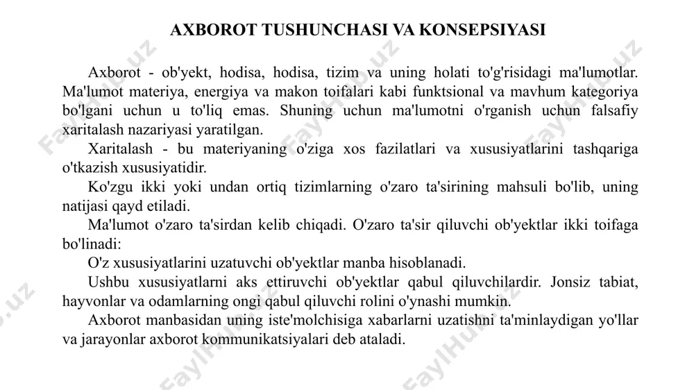 , ammo yetarli tarkibni (ko'rsatkichlar to'plamini) o'z ichiga olishini anglatadi. axborotning to'liqligi tushunchasi uning semantik mazmuni bilan bog'liq. to'liqsiz, ya'ni. ma'lumotlarning yetarli emasligi, ortiqcha ma'lumotlar esa foydalanuvchi tomonidan qabul qilinadigan qarorlar samaradorligini pasaytiradi; axborotning foydalanuvchi idrokiga ega bo'lishi uni olish va o'zgartirish bo'yicha tegishli tartiblarni amalga oshirish orqali ta'minlanadi. masalan, axborot tizimida axborot foydalanish mumkin bo'lgan va foydalanuvchi uchun qulay shaklga aylantiriladi; axborotning dolzarbligi boshqarish uchun ma'lumotlarning foydalanish paytidagi qiymatining saqlanish darajasi va uning xususiyatlarining o'zgarishi dinamikasiga va ushbu ma'lumot paydo bo'lgan vaqtdan boshlab o'tgan vaqt oralig'iga qarab belgilanadi; axborotning o'z vaqtidaligi - uni vazifani hal qilish vaqtiga mos keladigan, oldindan belgilangan vaqtdan kechiktirmay olish; axborotning aniqligi olingan ma'lumotlarning ob'yekt, jarayon, hodisa va boshqalarning haqiqiy holatiga yaqinlik darajasi bilan belgilanadi. masalan, ikkinchi muhim raqamga yaxlitlang; axborotning ishonchliligi - real hayotdagi ob'yektlar yoki hodisalarni aks ettirish xususiyati; axborotning barqarorligi uning manba ma'lumotlaridagi o'zgarishlarga kerakli aniqlikni buzmasdan javob berish qobiliyatini aks ettiradi. …