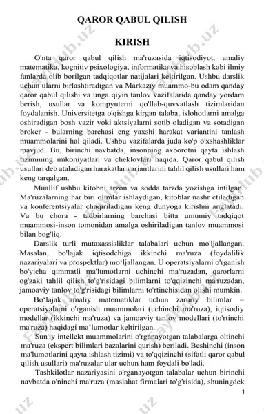 qaror qabul qilish — DOCX