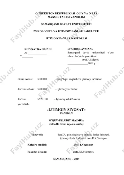fanning ishchi o’quv dasturi — DOCX