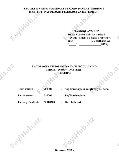 patologik fiziologiya fani mоduli — DOCX