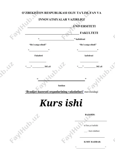 byudjet nazorati organlarining vakolatlari — DOCX