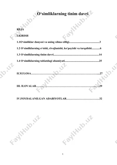 o‘simliklarning tinim davri — DOC