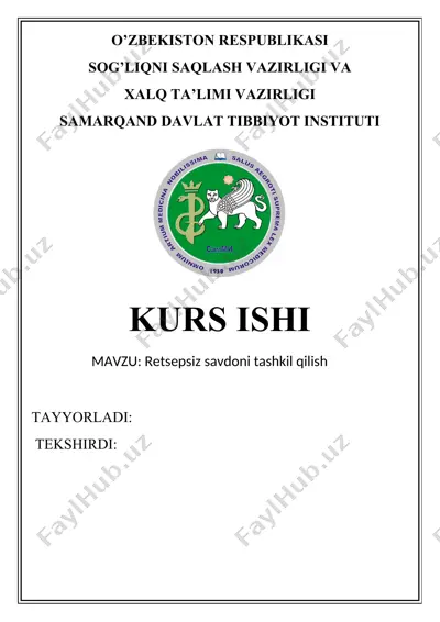 retsepsiz savdoni tashkil qilish — DOCX