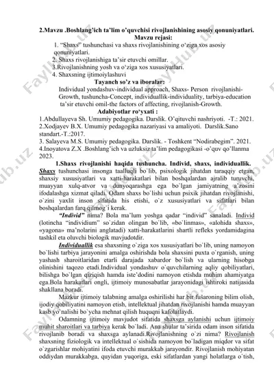 shaxs rivojlanishning asosiy qonuniyatlari — DOC