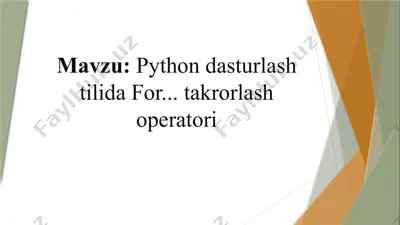 python dasturlash tilida for... takrorlash operatori — PPTX