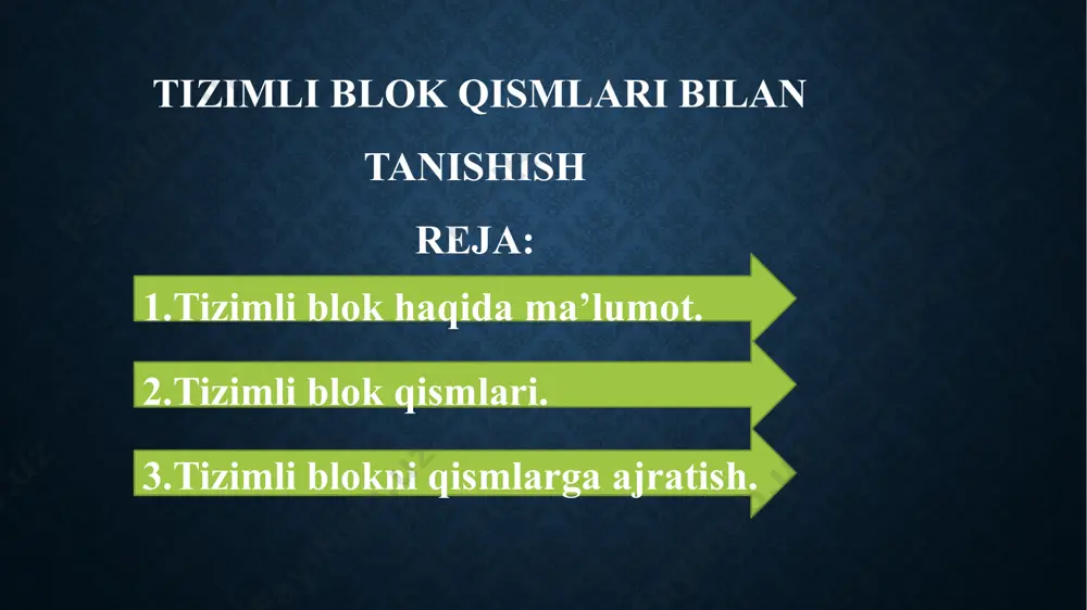 ikroprotsessor mikroprotsessorlar. kompyuterning bosh mikrosxemasi – mikroprotsessor bo’lib, uning «miyasi» hisoblanadi. u xotirada joylashgan programmali kodni bajarishga ruhsat beradi va kompyuterning barcha qurilmalri ishini boshqaradi. uning tezligi kompyuter tezligini belgilaydi. konstruktivlik boyicha, mikroprotsessor kichik o’lchamdagi kremniy kristalidir (bir necha santimetrni tashkil etadi). mikroprotsessor turiga qarab bir sekunddan o’nlab, hattoki yuzlab million operatsiyalarni bajaradi. bu operatsiyalar yuzlab turdagi arifmetik, logik va boshqa amallar bo’lishi mumkin. ona plata ona plata „materinka“ (inglizcha: motherboard — bosh plata; hisoblanadi. sleng. ona - barcha chip va qurilmalarni bir biriga ulash uchun asos) — shaxsiy kompyuterning, noutbuk, telefon, planshetlarning asosiy qurilmalari — tezkor xotira, qattiq disk, chiplar, slot, kuler, ulash portlari va boshqa qurilmalar oʻrnatiladigan koʻp qatlamli muxr plata. aynan ona plata bir-biridan farq qiluvchi qurilmalarni birlashtiradi va boshqaradi. shinalar shinalar.boshqa qurilmalar birinchi navbatda operativ xotira bilan protsessor provodniklarining (uzatgichlar) shodasi (boshqacha nomi shinalar) bilan bog’lanadi. shinalar uch turga ajratiladi: adresli shina. bu shinadan yuboriladigan ma’lumotlar …