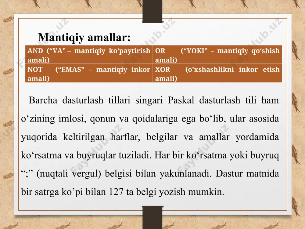 paskal dasturlash tili alifbosi va dasturi tuzilishi - Page 5