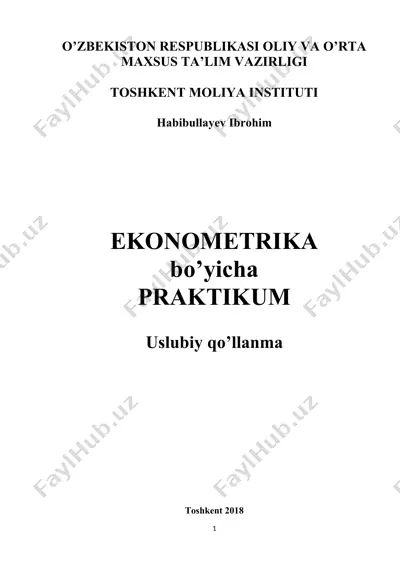 ekonometrika bo’yicha praktikum — DOC
