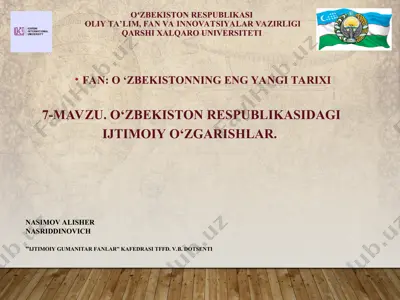 oʻzbekiston respublikasidagi ijtimoiy oʻzgarishlar — PPT
