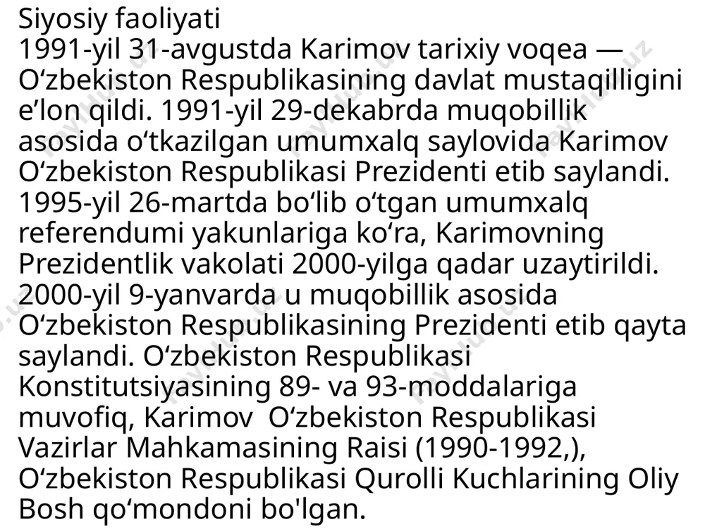 islom abdugʻaniyevich karimovning hayoti, faoliyati va xizmatlari - Page 5