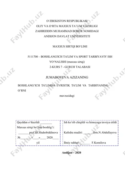 evristik ta'lim va tarbiyaning o'rni — DOCX