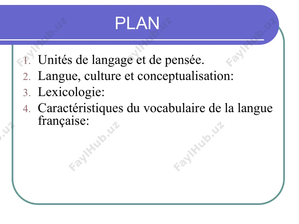attribué en fonction des critères acceptés, dans différentes langues, elles peuvent ne pas correspondre (elle est belle / elle chante bien et sie ist schön / sie singt schön); les catégories grammaticales proprement dites (nombre, temps, etc.). 2. langue, culture et conceptualisation la conceptualisation linguistique peut varier considérablement d'une langue à l'autre, et à tous les niveaux: lexical, morphologique, syntaxique et même phonologique (l'accent et l'intonation peuvent avoir des fonctions différentes). a. martinet: "... apprendre une autre langue, ce n'est pas mettre de nouvelles étiquettes sur des objets connectés, mais s'habituer à analyser autrement ce qui fait l'objet de la communication ». langue, culture et conceptualisation les langues ont des capacités sélectives différentes. la même situation est considérée sous différents angles, de sorte que différents aspects sont pris comme base pour sa désignation. la composition du monde est différente. ainsi, le français distingue: fleuve, rivière, torrent, gave, ruisseau, etc. ; …