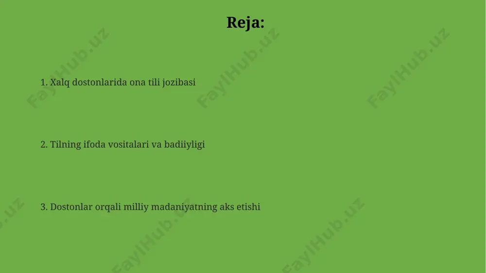 qda. dostonlar tilidagi 200 dan ortiq archaizm va dialektalizm birliklari zamonaviy adabiyotda obrazlilikni boyitish, milliy o'ziga xoslikni ta'kidlashda faol qo'llanilmoqda. dostonlarda ona tili jozibasi ona tili “doston”larning musiqiy tuzilmasi, ritm va ohanglarning xilma-xilligi (masalan, 7-8 hejali misralar) orqali, tinglovchilarga kuchli ta’sir ko‘rsatadi va xotiraga chuqur o‘rnashgan ijodiy shakllarni yaratadi. “dostonlar”dagi ona tili jozibasi, obrazlilik va ifodaviylikning yuksak darajasida, taxminan 50 000 dan ortiq baytlar orqali, xalqning tarixi, madaniyati va e’tiqodlarini aks ettiradi. “dostonlarda” ona tili boyligi, 1000 yildan ortiq davom etgan epik an’analar orqali, turli xil she’riy uslublar va badiiy vositalar (metafora, takror) orqali namoyon bo‘ladi. tilning ifoda vositalari dostonlarda “alpomish” dostonida 300 dan ortiq turli xil metafora va taqqoslashlar orqali obrazlarning yorqin ifodalanishi kuzatiladi, bu tilning ifoda vositalarining boyligini namoyon etadi. “rustam va sohrab” dostonidagi 50 ga yaqin hikoya elementi epitetlar va ta’kidlovchi so’zlar yordamida badiiy jihatdan boyitilib, tilning obrazlilik xususiyatini ko’rsatadi. “layli va majnun” dostonida qo’llanilgan 100 dan …