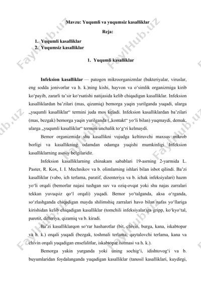 yuqumli va yuqumsiz kasalliklar — DOCX