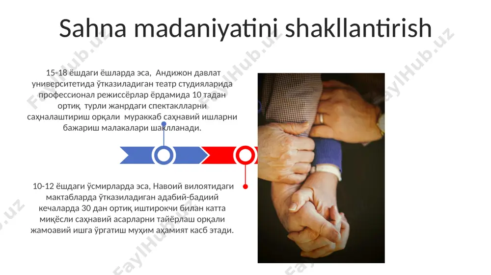 sa murakkab rollarni o'ynash imkoniyatini beradi. oʻzbekistonning turli hududlaridagi 25 ta professional teatrlar tahlili shuni koʻrsatdiki, voyaga yetganlar uchun sahnalashtirishlarda zamonaviy musiqa va yoritish texnikalarini qoʻllash tomoshabinlar sonini 10% ga oshirdi. voyaga yetganlar uchun sahnalashtirishda, masalan, 30-40 yoshdagi aktyorlarning toshkentdagi teatrda oʻynagan rollari ijrosi 15 foizga yaxshilandi, yangi texnologiyalar qoʻllanilgandan soʻng. voyaga yetganlar uchun sahnalashtirish o'z-o'zini ifoda etishni rivojlantirish 5-7 ёшли болаларда ўз-ўзини ифода этиш кўпинча ўйин орқали, масалан, ҳикоя тузиш ёки ролларни ўйнаш орқали, тошкентдаги боғчаларда кузатилади. 15-18 ёшли ўсмирларда ўз-ўзини ифода этишнинг мураккаб шакллари, масалан, шеър ёзиш ёки рассомчилик билан шуғулланиш, самарқанддаги мактабларда 30% гача кузатилади. maktabgacha yoshdagi bolalar uchun sahnalashtirish maktabgacha yoshdagi bolalar uchun sahnalashtirishda 3-5 yoshli bolalar oddiy, 2-3ta personajli, masalan, "qo'g'irchoq va ayiqcha" kabi oddiy hikoyalarni o'ynashlari mumkin, bu ularning nutq va harakatlarini rivojlantirishga yordam beradi. tokioda ishlab chiqilgan maxsus o'yinchoqlar va rekvizitlar yordamida 2-7 yoshli bolalar uchun sahnalashtirishni yanada qiziqarli va samarali qilish mumkin, …