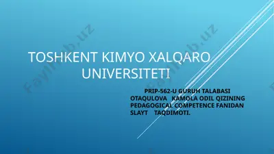pedagogical competence fanidan slayt taqdimoti — PPTX