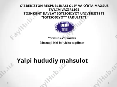 yalpi hududiy mahsulot — PPTX