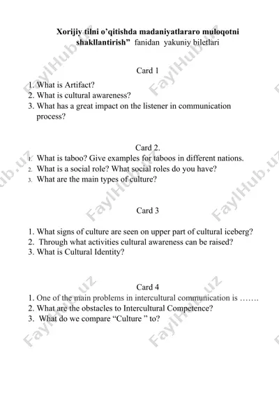 intercultural communication biletlari — DOCX