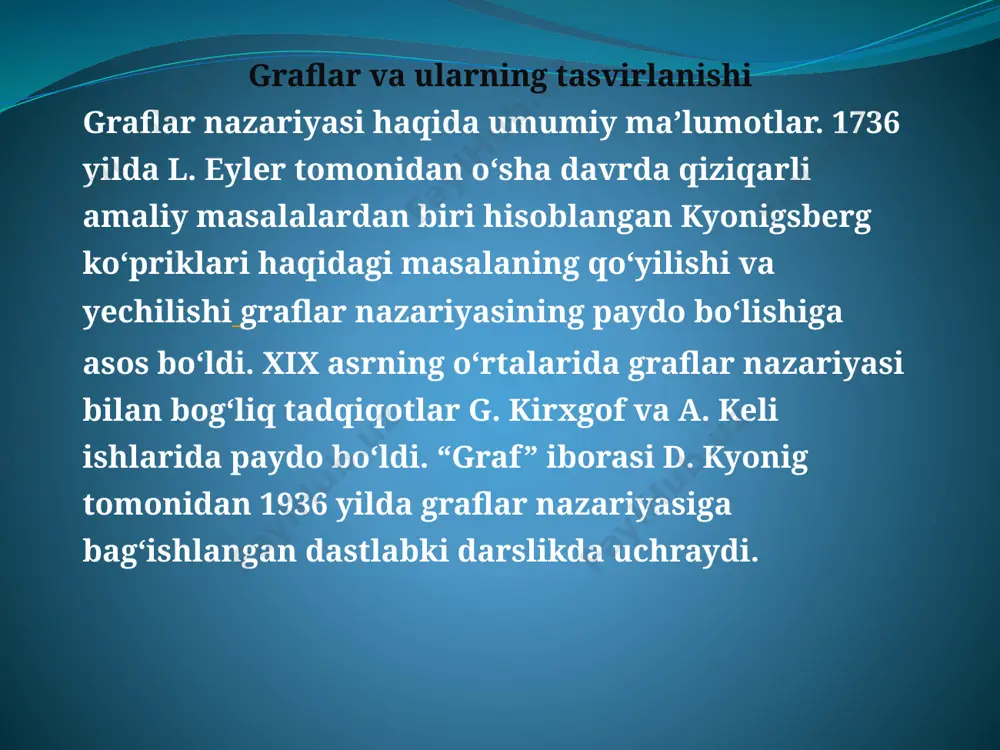 yneman, jorj t. va boshq. algoritmlar yamoqqa. sebastopol, kaliforniya: ko'rishreilly media, 2016. chop etish mahmud, xosam m. saralash: taqsimot nazariyasi. xoboken, nyu-jersi: jon vili va sons, 2011 yil. chop etish tasvirkrediti:https://upload.wikimedia.org/wikipedia/commons/thumb/e/e6/merge_sort_algorithm_diagram.svg/500px- merge_sort_algorithm_diagram.svg.png tasvirkrediti:https://en.wikipedia.org/wiki/quicksort#/media/file:quicksort-diagram.svg http:\\ziyonet.uz http:\\dastur.uz http:\\algoritmlash asoslari