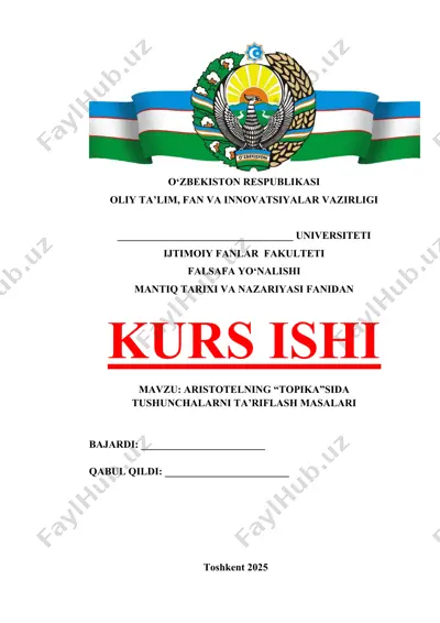 aristotelning “topika”sida tushunchalarni ta’riflash masalari — DOCX