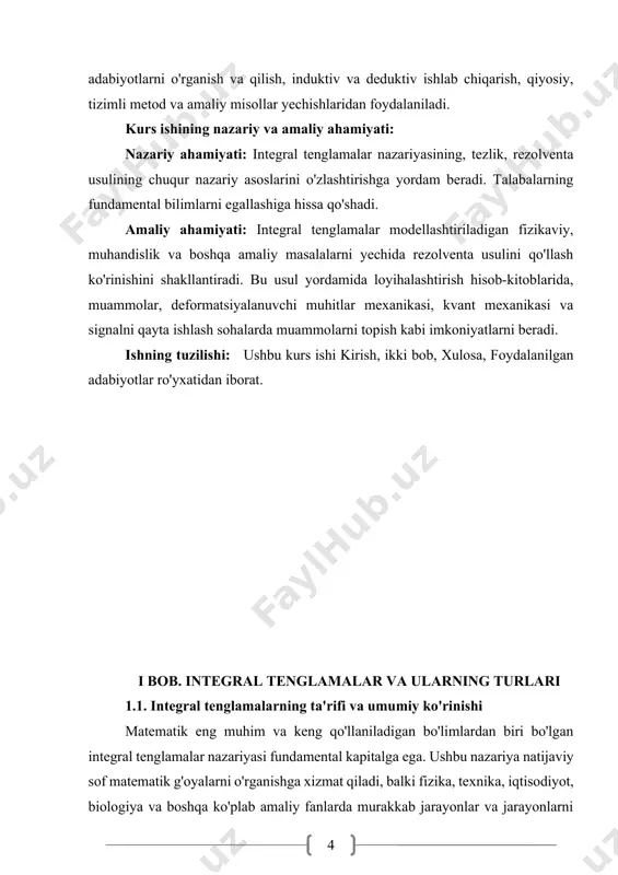 gi, ma'lum bir funksional fazoga (masalan,yokifazosiga) tegishli bo'lishi mumkin bo'lgan inte tenglamaning yechimi, yagonaligi va ning aniqligiga bevosita ta'sir qiladi. ba'zanbir o'lchovli emas, balki ko'p o'lchovli (masalan,) bo'lishi mumkin, bu esa tenglamaning murakkabligini oshirib, ko'p o'lchovli integral tenglamalarga olib keladi. ikkinchi muhim komponenterkin rejissyor edi. bu funksiya tenglamaning "o'ng nazorati" bo'lib, u noma'lum funksiyasiga bog'liq emas.ko'pincha tizimga ta'sir qilish, kirish signallarini, manbalarni yoki boshqa berilgan sharoitlarni aks ettiradi. misol uchun, fizik masalalarda u tashkilot kuch maydonini, ishlab chiqarish'ich shartlarni yoki issiqlik manbasini ifodalashi mumkin. agarfunksiya aynan nolga teng bo'lsa, u holda integral tenglama bir jinsli integral tenglama deb saqlanadi: bir jinsli tenglamalar ko'pincha tizimning xos tezligi, masalan, rezonans, xos qiymatlari yoki holatlarni o'rganishda paydo bo'ladi. agarnoldan farqli bo'lsa, u bir jinsli bo'lmagan integral tenglama deb hisoblanadi. bir jinsli bo'lmagan tenglamalarni yechish bir jinsli tenglamalarning echimlarini vaga bog' bo'lgan xususiy yechimni topishni o'z ichiga oladi. uchinchi elementparametri dir. bu parametr, haqiqiy …