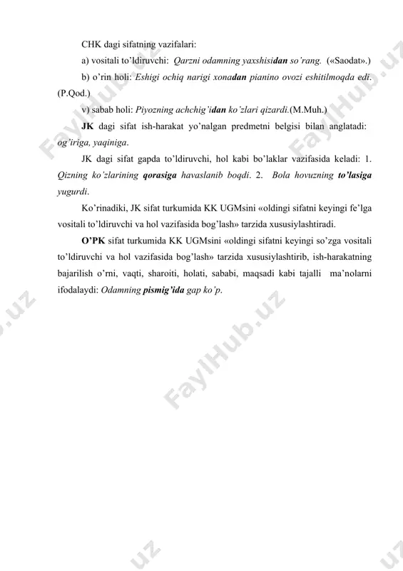 belgi bildiruvchi so’zlar turkumi. sifat - Page 5