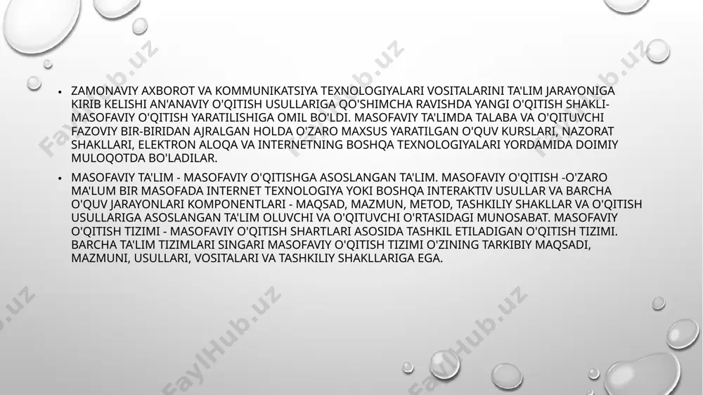 a intenet mavjud. - global to‘rda eng ko‘p foydalaniladigan til – ingliz tili. barcha veb-saytlarning 50 foizi, ma’lumotlarni ingliz tilida taqdim etadi. shunisi e’tiborga loyiqki, ingliz tilidan keyingi o‘rinda rus tili turadi. - texnik qurilmalar o‘rtasida o‘zaro yozishmalar uchun mo‘ljallangan dastlabki aloqa 1960 yilda kashf etilgan. lekin mazkur aloqa (global internetning “otasi”) faqatgina aqsh xavfsizlik xizmati tomonidan qo‘llanilgan. - youtube tarmog‘iga yuklangan barcha videoroliklarni umr davomida ko‘rib chiqishning iloji yo‘q. - qiziqarli ma’lumot: yer yuzidagi insonlar orasidan “internet kalitini” saqlash uchun 7 kishi tanlab olingan. “internet kaliti” – bu internetni qayta ishga tushirish uchun mo‘ljallangan, maxsus shifr kiritilgan elektron kartalar. internet — dunyo bo'ylab joylashgan va yagona tarmoqqa birlashtirilgan minglab kompyuter tarmoqlarining majmuidir. internetda axborot almashish standart qoidalar asosida amalga oshiriladi. internetdagi ma'lumotlarni uzatish qoidalari protokollar (masalan, tcp/ip —transmisson control protokol/internet protokol) deb ataladi.tcp/ip protokolining axborotni uzatish usuli quyidagicha: tcp protokoli axborotni paketlarga ajratadi; ip protokoli orqali barcha paketlar qabul …