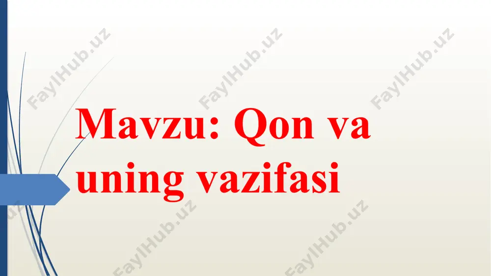 chki muhitning doimiyligi organizmdagi barcha hujayralar, to‘qimalar hamda organizmning normal faoliyati uchun zarur. kasal organizmda ichki muhitning gomeostaz holati, ya’ni hujayra, qon, to'qima suyuqligi va limfaning miqdori, kimyoviy tarkibi o‘zgaradi. bu hol organlarning faoliyatiga salbiy ta’sir ko‘rsatadi. organizm ichki muhiti ichki muhit nisbiy doimiyligining o‘zgarishi tashqi muhit omillari, ovqat miqdori va sifati, jismoniy mehnat, his-tuyg‘u va boshqa omillar bilan ham bog‘liq bo'lishi mumkin. masalan, issiq havoda yoki og‘ir jismoniy mehnat qilinganda organizm terlash orqali ko‘p suyuqlik va tuz yo‘qotadi, to'qima suyuqligi, qon va hujayralarda suv miqdorining kamayishi chanqoqlik hissini paydo qiladi. bunday holatda suv yoki boshqa suyuqlik ichish orqali yo‘qotilgan suvning o‘rni to‘ldiriladi. ichiladigan suvga biroz osh tuzi qo‘shish yoki mineral suv iste’mol qilish orqali ichki muhitning kimyoviy tarkibi ham tiklanadi. qonning funksiyalari qonning transport funksiyasi qonning boshqarish funksiyasi qonning himoya funksiyasi qonning transport funksiyasi qonning transport funksiyasi kislorodni o‘pkadan to‘qimalarga, karbonat angidridni to‘qimalardan o'pkaga, oziq moddalarni ichaklardan to‘qima1arga, to‘qimalarda …