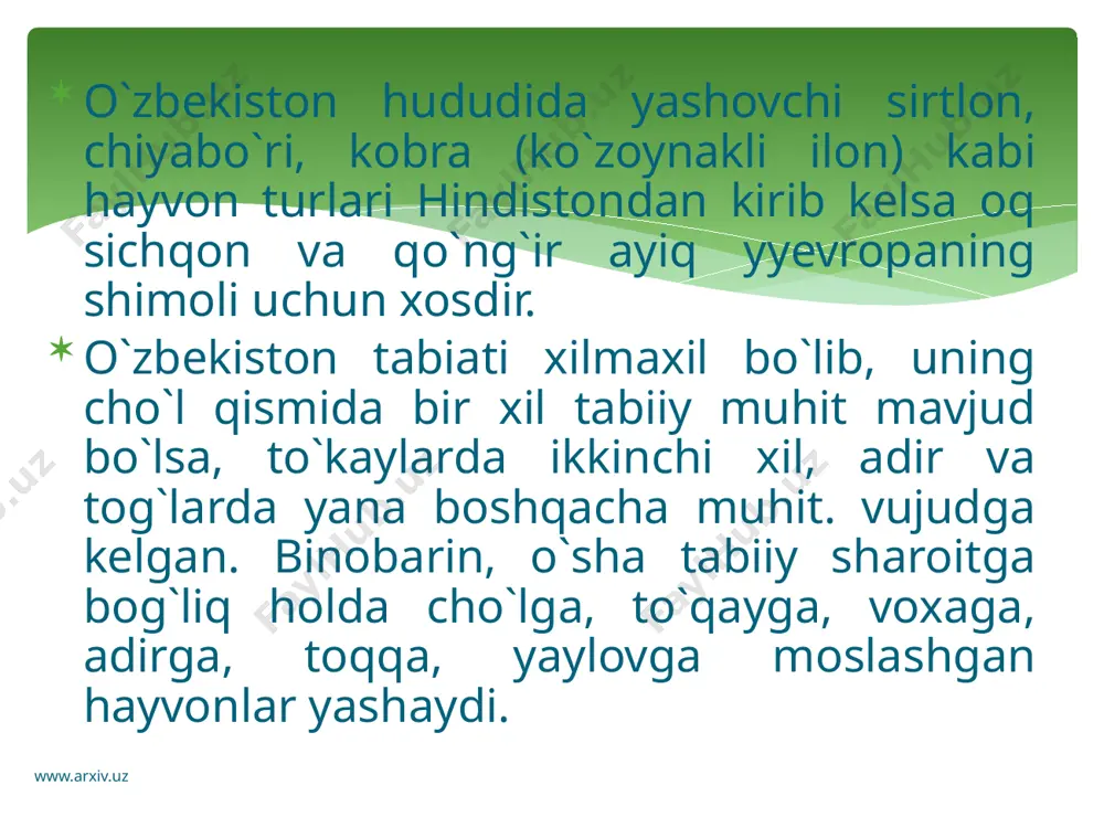 adir mintaqasi hayvonlari va ularning iqlimga moslashuvi - Page 5