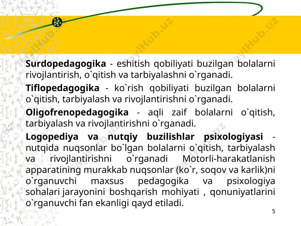 odalaydi. inklyuziv ta’lim – oʻquvchilarning imkoniyatlari, individual-psixologik, jismoniy nuqson va oʻzlashtirish xususiyatlarini hisobga olgan holda tashkil etiladigan ta’lim jarayonidir. inklyuziv ta’limning maqsadi - alohida ta’lim ehtiyojlari boʻlgan oʻquvchilar uchun maktabda maxsus vosita va metodlarni qoʻllash orqali maxsus pedagoglarni jalb etgan holda toʻsiqsiz moslashtirilgan ta’lim muhitini yaratish, ularning jamiyatga samarali moslashuvi hamda toʻlaqonli uygʻunlashuviga xizmat qiladigan sifatli ta’lim berishni ta’minlashdan iborat. * inklyuziv ta’lim jismoniy va psixik imkoniyatlari cheklangan oʻquvchilarni sogʻlom oʻquvchilar bilan birgalikda oʻqitishni anglatadi. inklyuziv ta’lim bir qator muhim tamoyillarga tayanilgan holda amalga oshiriladi. jumladan, ➢ inson qadri uning layoqatlari va yutuqlariga bogʻliq emasligi prinsipi; ➢ har bir shaxsning his qilish va oʻylash layoqatiga egaligi prinsipi; ➢ har bir shaxsning muloqot qilish va tinglash huquqiga egaligi prinsipi; ➢ har bir shaxsning bir-biriga kerakliligi prinsipi; ➢ shaxsga yoʻnaltirilgan ta’lim jarayonining aniq hamkorlik asosida amalga oshirilishi prinsipi; ➢ har bir oʻquvchining oʻz tengdoshlarining qoʻllab-quvvatlovi va doʻstona munosabatlariga ehtiyojmandligi prinsipi; ➢ turli-tumanlik …