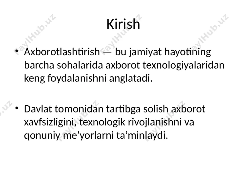 axborotlashtirish sohasini davlat tomonidan tartib solish - Page 2