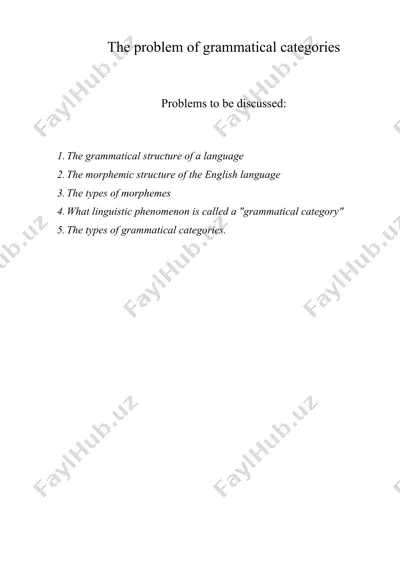 the problem of grammatical categories — DOC