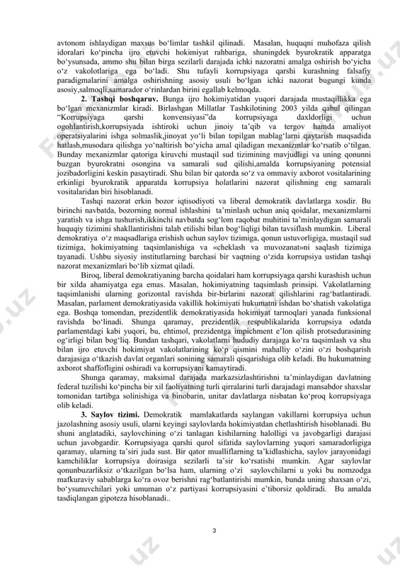 vesiyaning korrupsiyaga qarshi kurashdagi falsafiy paradigmasi va uni amalga oshirish strategiyasi. xix asrning o‘rtalariga qadar shvesiya korrupsiya rivojlangan mamlakat edi. bundan qutilish yo‘lini o‘zida aks ettiruvchi falsafiy paradigmaning o‘ziga xos xususiyatlari: birinchidan, merkantilizm va uning oqibatlarini tugatish; ikkinchidan, barcha pog‘onadagi mansabdorlar uchun yuksak darajadagi axloqiy-ma’naviy normalarni ishlab chiqish va ularga amal qilishni ta’minlash; uchinchidan, mustaqil va adolatli sud tizimini yaratish kabilar bilan tavsiflanadi. shunga ko‘ra mamlakatni modernizatsiya qilishda merkantilizmni yo‘q qilish bo‘yicha chora-tadbirlar ko‘rildi. o‘shandan beri davlat tomonidan tartibga solish firmalarga qaraganda ko‘proq uy xo‘jaliklariga qaratildi,bunda e’tibor taqiqlash va ruxsatnomalar berishga emas, balki imtiyozlarni, soliqlar yukini kamaytirish va shu kabilar orqali berishga qaratildi. ichki davlat hujjatlaridan foydalanish imkoniyati ochildi, mustaqil va samarali sudlovga asoslangan adolat tizimi yaratildi. shu bilan birga, shvesiya parlamenti va hukumati ma’murlar uchun yuqori axloqiy me’yorlarni o‘rnatdi va ularni bajarish boshlandi. natijada, bir necha yil o‘tgach, halollik amaldorlar(byurokratiya) o‘rtasida ijtimoiy normaga aylandi. bugungi kunda shvesiya dunyodagi eng …