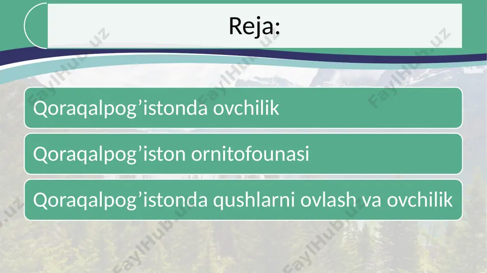 ozanatni saqlash va yovvoyi hayvonlar populyatsiyasini himoya qilish maqsadida qat’iy nazorat ostida amalga oshiriladi. ov qilish qoidalariga rioya etish, ruxsatnomalarni olish va belgilangan to‘lovlarni amalga oshirish ovchilarning majburiyatlari hisoblanadi. shuningdek, ovchilik xo‘jaliklari yovvoyi hayvonlarning yashash muhitini saqlash va ularning ko‘payishini ta’minlash bo‘yicha chora-tadbirlarni amalga oshirishi lozim. qoraqalpogʻiston respublikasida qushlarning 300 dan ortiq turi mavjud boʻlib, bu hududning boy va xilma-xil qushlar dunyosidan dalolat beradi. hududning turli tabiiy sharoitlari qushlarning keng spektrini oʻz ichiga oladi. masalan, choʻl hududlarida saksovul soykasi, tuvaloq va soʻfitoʻrgʻay kabi qushlar yashaydi. shuningdek, toʻqay va suv havzalari atrofida suvda suzuvchi qushlar, botqoq va sohil qushlari kabi turlarni uchratish mumkin. qoraqalpogʻistonning amudaryo deltasida 655 turdagi gulli oʻsimliklar oʻsadi, bu esa qushlar uchun qulay yashash muhitini yaratadi. biroq, soʻnggi yillarda ayrim qush turlarining soni qisqarib, ular noyob yoki yoʻqolib borayotgan turlar qatoriga kiritilgan. masalan, oʻzbekiston qizil kitobiga qushlarning 37 turi kiritilgan. shuning uchun, hududdagi qushlar populyatsiyasini saqlash va ularning …