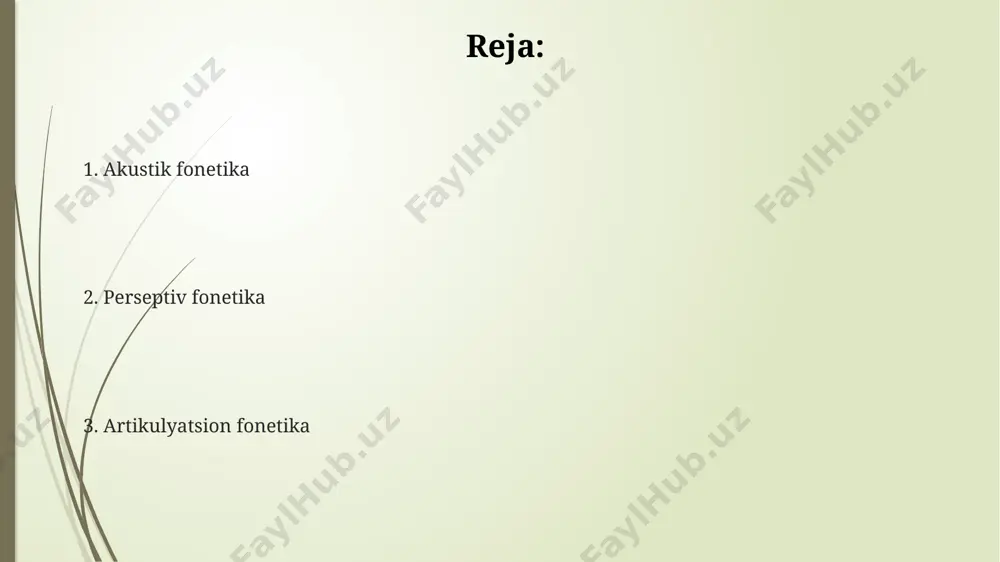 vushi esa tilning oldingi qismi bilan hosil boʻladi. fonetika va fonologiya o‘zbekistonning turli hududlarida, masalan, samarqand va buxoro shahrida, fonetik xususiyatlarning regional farqlari mavjud bo‘lib, bu fonologik tadqiqotlar uchun muhim ma’lumot manbai hisoblanadi. fonetika, tovushning jismoniy xususiyatlarini (masalan, chastota, amplituda) o‘rganadi, fonologiya esa, tilning 44 ta fonema tizimini va ularning funksiyasini o‘rganadi, masalan, ingliz tili fonemalariga qaraganda. fonetika va fonologiyaning o‘zaro bog‘liqligi, 20-asrning ikkinchi yarmidan boshlab, tilshunoslikda keng miqyosda tadqiq qilina boshladi, natijada, tilning strukturasi haqida chuqurroq tushunchalar paydo bo‘ldi. stress va intonatsiya stress va intonatsiya, tilning fonetik tuzilishining muhim qismlari bo'lib, 7 ta asosiy stress va intonatsiya tipini ajratish mumkin, ular turli so'zlar va jumlalar mazmunini aniqlashda yordam beradi. stress so'zning ayrim bo'g'inlariga 2 dan 5 gacha bo'lgan tovush kuchining ortishi bilan ifodalanadi va jumlaning mazmunini o'zgartirishi mumkin, masalan, ingliz tilida “present” so'zi ikki xil ma’noda ishlatilishi mumkin. intonatsiya, jumlaning ohangini va ritmini belgilaydi, masalan, savol yoki bayon jumlasi …