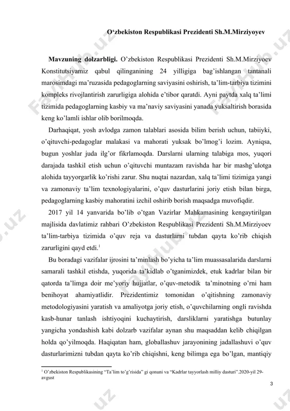 rildi. har bir oliy ta’lim muassasasi jahonning etakchi ilmiy-ta’lim muassasalari bilan yaqin hamkorlik aloqalari o’rnatishi, o’quv jarayoniga xalqaro ta’lim standartlariga asoslangan ilg’or pedagogik texnologiyalar, o’quv dasturlari va o’quv-uslubiy materiallarini keng joriy qilishi ta’kidlandi. buning uchun o’quv pedagogik faoliyatga , master-klasslar o’tkazishga, malaka oshirish kurslariga xorijiy hamkor ta’lim muassasalaridan yuqori malakali o’qituvchilar va olimlarni faol jalb qilish, ularning bazasida tizimli asosda respublikamiz oliy ta’lim muassasalari magistrant, yosh o’qituvchi va ilmiy xodimlarining stajirovka o’tashlarini, professor- o’qituvchilarini qayta tayyorlash va malakasini oshirishni tashkil qilish, oliy ma’lumotli mutaxassislar tayyorlashning maqsadli parametrlarini shakllantirish bo’yicha konkret tadbirlar sanab o’tilgan. qarorda belgilangan vazifalarni bekami ko’st bajarish bo’yicha 2017-2021 yillarda oliy ta’lim tizimini kompleks rivojlantirish dasturi ham belgilangan bo’lib, uning tarkibida oliy ta’lim tizimini tubdan takomillashtirish, moddiy-texnik bazasini mustahkamlash va modernizatsiyalash, rekonstruktsiya qilish, zamonaviy o’quv-ilmiy laboratoriyalar, zamonaviy axborot kommunikatsiya texnologiyalari vositalari bilan jixozlash bo’yicha alohida chora-tadbirlar belgilandi. besh yillik ushbu dasturning moliyaviy xarajatlar parametrlari ham belgilangan. umuman olganda, …