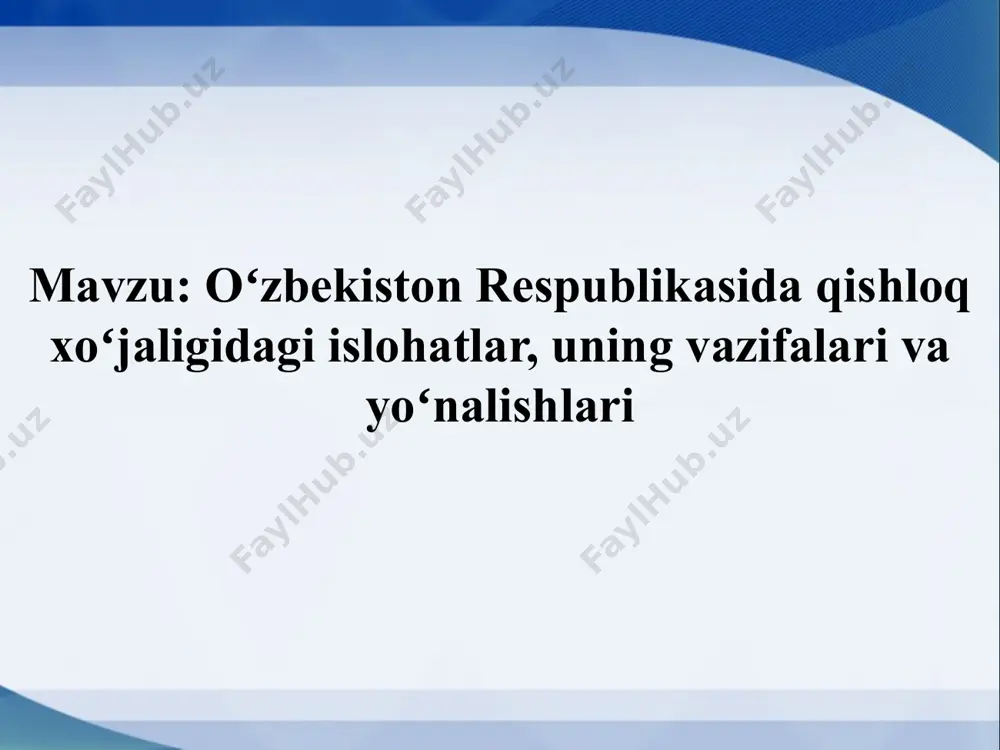 oʻzbekiston respublikasida qishloq xoʻjaligidagi islohatlar, uning vazifalari va yoʻnalishlari - Page 3