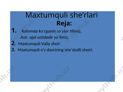maxtumquli she’rlari (she'riyati) — PPT